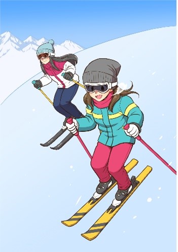 スキーをしている女性の画像