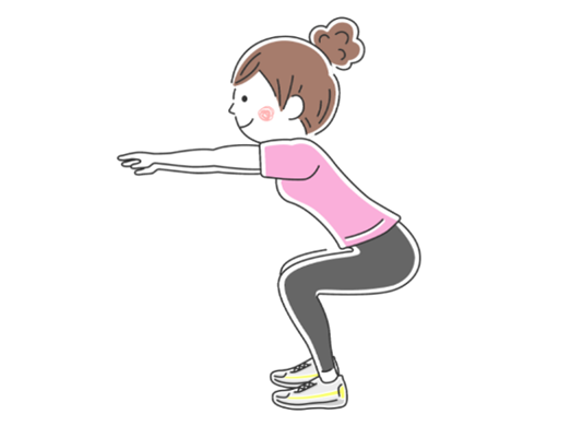 スクワットをしている女性のイラスト