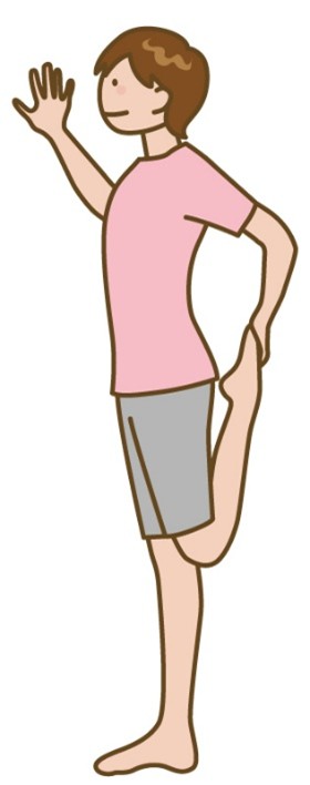 大腿四頭筋のストレッチをしている女性のイラスト